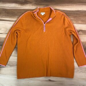 AVA & VIV Women's Orange Ribbed Half Zip Pullover Sweater Plus Size 3X